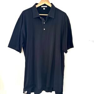 Peter Millar Short Sleeve‎ Golf Polo Shirt Size XLarge 100% Cotton Black
